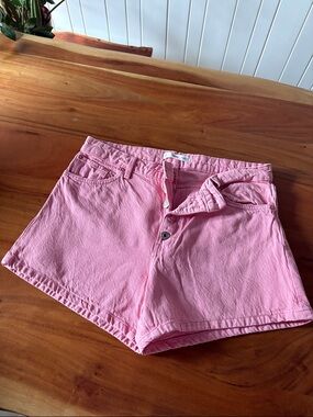 Mango Pink Denim Jean Shorts - Button Fly